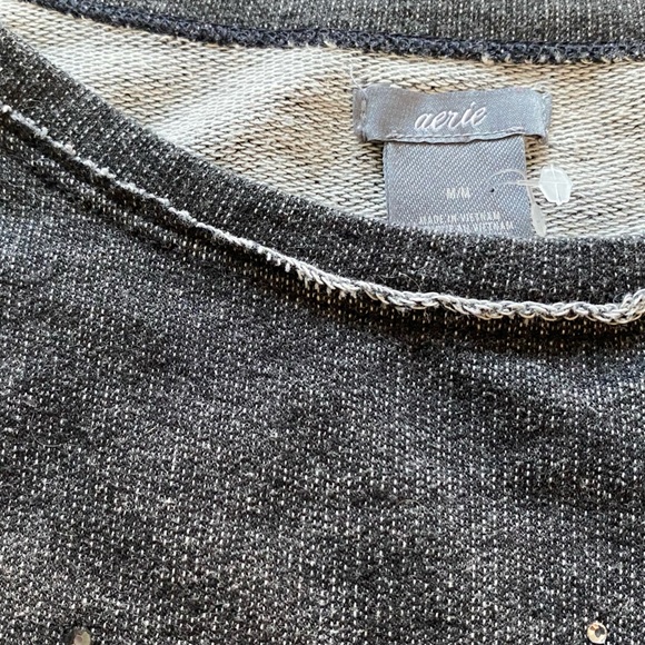 2 for $12 ⚜️ Aerie Grey Knit Pullover Top with Rhinestones Size Medium - Picture 2 of 5